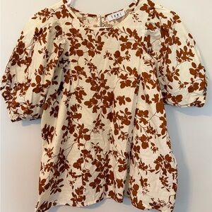 THML Floral Brown and Cream Women Top